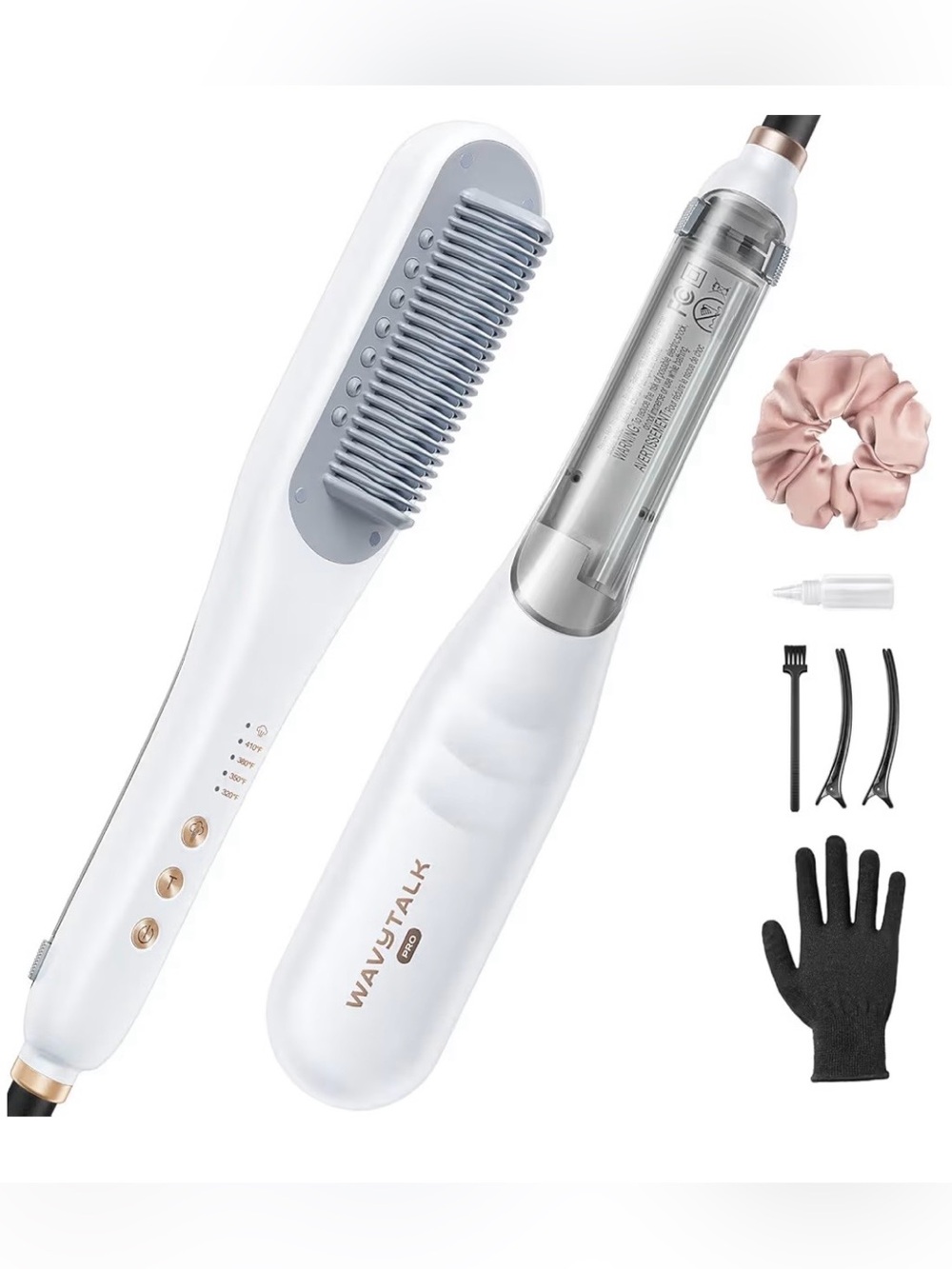 Wavytalk White pro steam  Ionic Hair Straightening Brush for Women - White